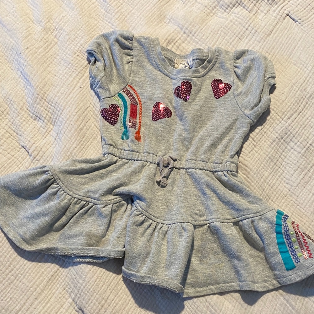 Peek Gray Dress with Heart and Rainbow Accents